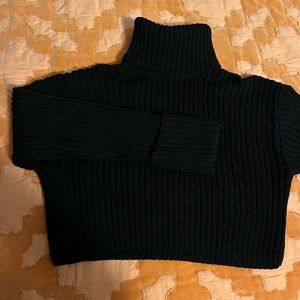 Black cropped turtneck sweater